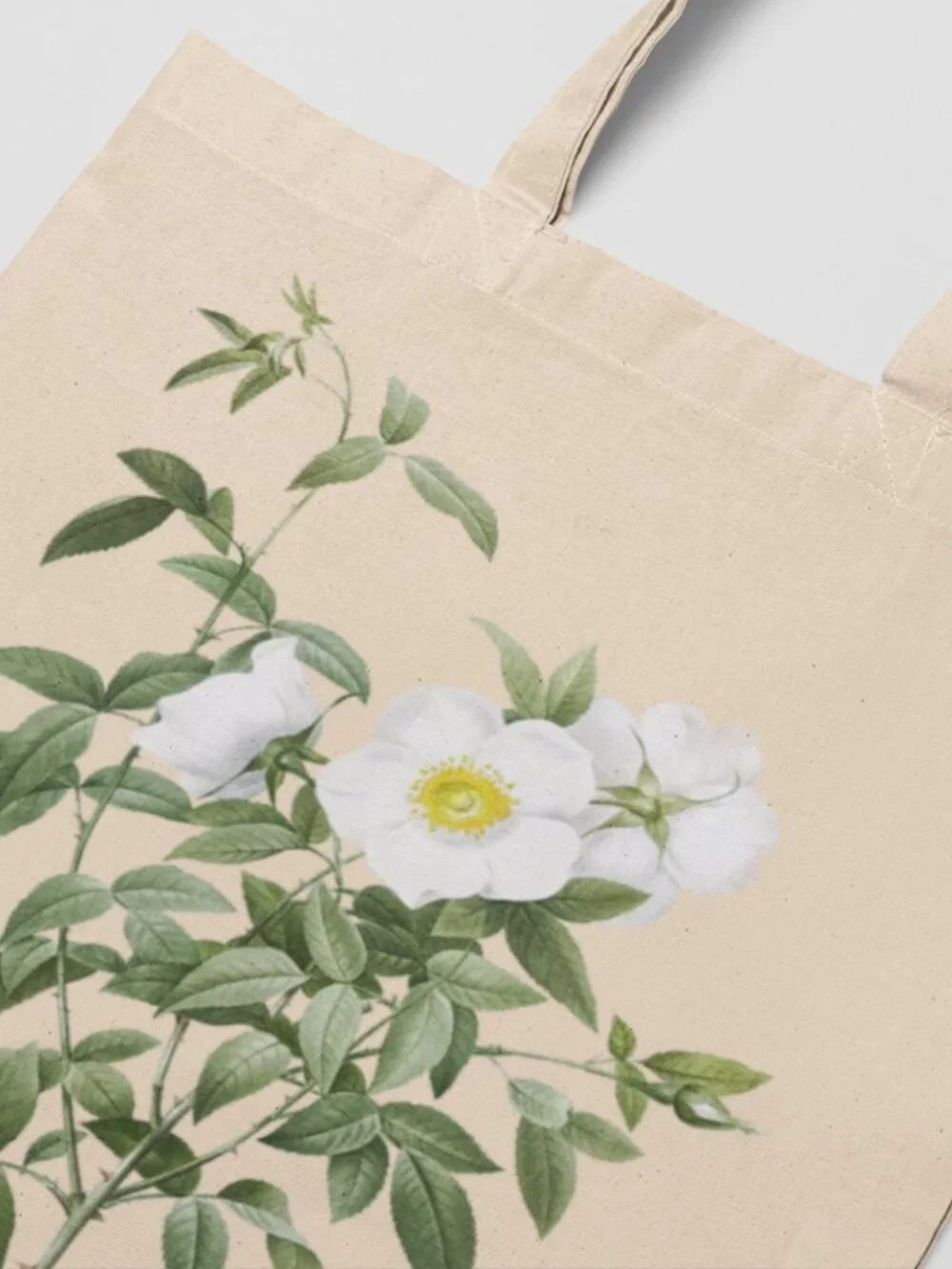Cherokee Rose Vintage Floral Print Graphic Canvas Tote Bag